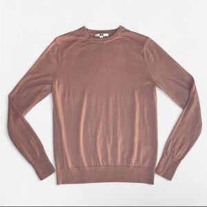 Uniqlo Extra Fine Merino Crewneck Long Sleeve Sweater in Pink